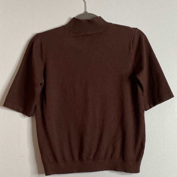Turtleneck short sleeve women’s large brown women’s top Mysterie - Picture 2 of 2
